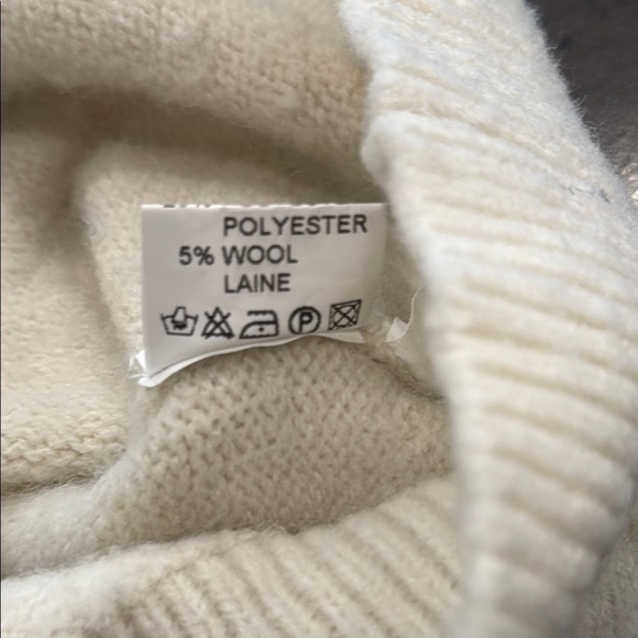 Peace n’ Love Small Women's Teal and Cream Turtleneck Sweater - Picture 9 of 9